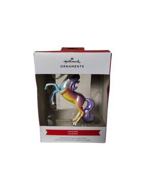 Hallmark Rainbow Iridescent Finish Unicorn Christmas Tree Ornament With Box